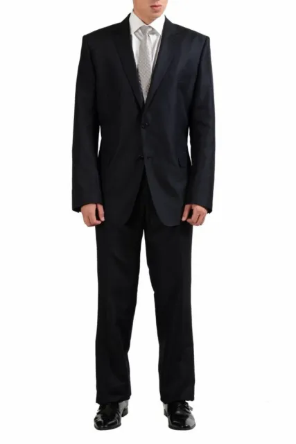 Versace Collection Silk Wool Black Two Button Men's Suit US 46 IT 56