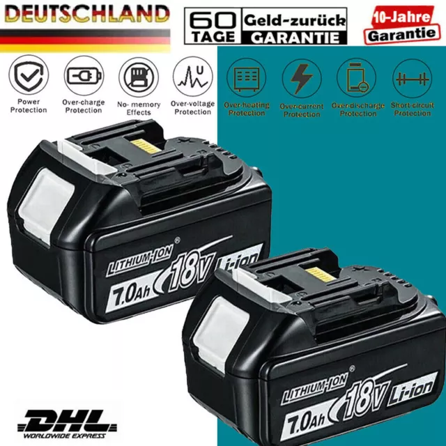 2 Original - 18V/7,0Ah für Makita Akku BL1860B 197422-4 BL1850 BL1830 Batterie