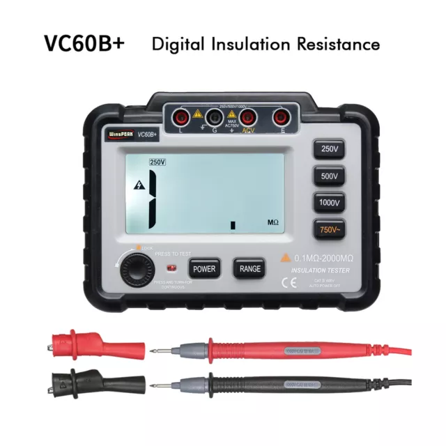 Digital Insulation Resistance Mini Tester 250/500/1000V DC Multimeter Backlight