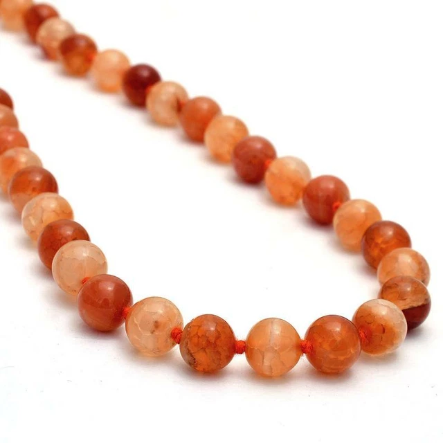 AAA Feu Agate 108 Perles Collier Main Nouée Japa Prière Méditation Mala 8mm