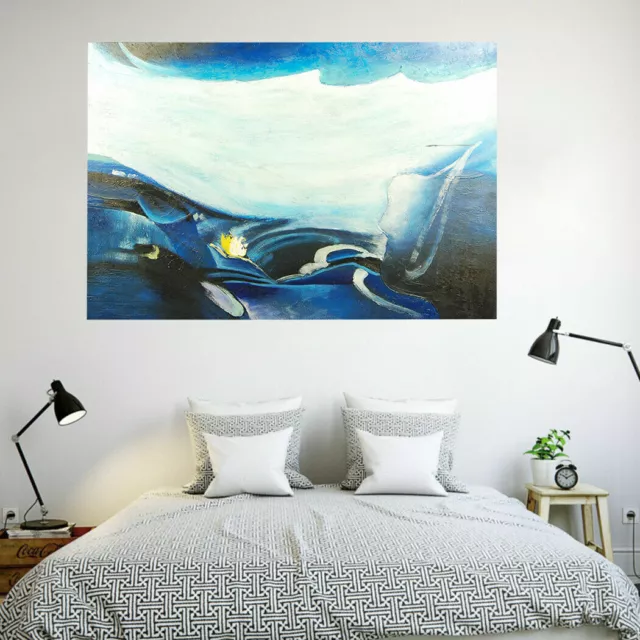 Framed Modern Abstract Oil Painting Stretched Canvas Wall Art Home Decor Glacier