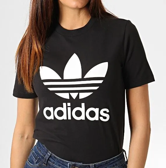 Adidas Originals Women's Adicolour Classics Trefoil T-Shirt Black UK Large 16-18