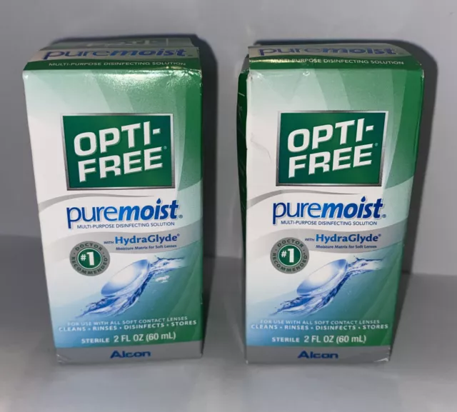 X2 NEW Opti-Free Pure Moist With Hydra Glyde 2 Fl Oz contact solution EXP: 2024