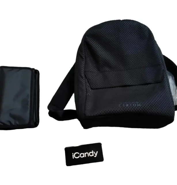 [NEW Rrp£145] iCandy CERIUM Peach 6 Pram Changing Bag Designer Black Nappy Bag