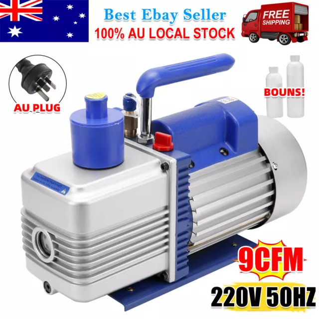 9CFM 2-Stages Refrigerant Vacuum Pump Refrigeration Gauges Air Conditioning 1 HP