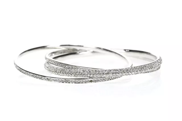 Nadri Crystal Intertwined Silver Pave Bangle Set of 3 141280