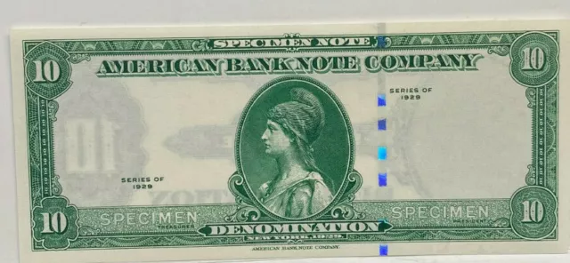Usa 1929 Specimen  $10 Ten  Dollars  ,Rare  Silver Thread Series ,Choice Unc