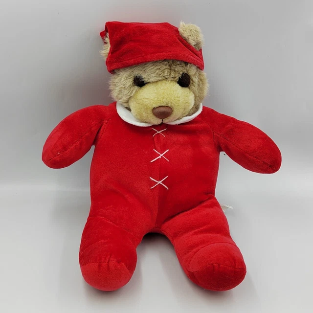 Doudou peluche ours beige rouge OUTIROR - 31286
