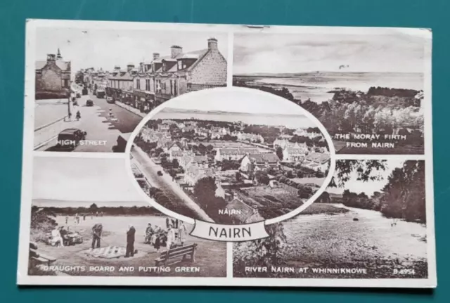 1 OLD MULTI VIEW POSTCARD OF NAIRN , postally used 1956