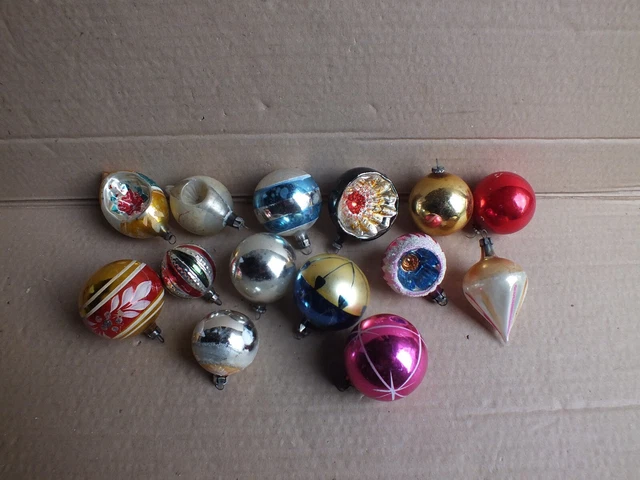 LOT DE 14 Anciennes boules de NOEL en verre Vintage EUR 14,00 - PicClick FR