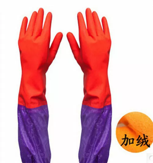 Long Thick Velveteen Rubber Latex Gloves Household Dish Washing Laundry Wash Car