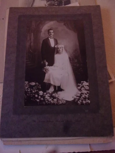 💥 ancienne PHOTO de MARIAGE ~~ Le COUPLE en interieur   ~~ années 30
