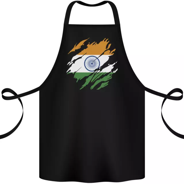 Torn India Flag Indian Day Football Cotton Apron 100% Organic