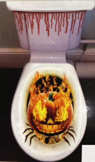 Halloween Scary Toilet Seat Sticker Decoration Party Pumpkin Bloody Skull Spooky