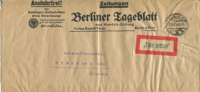 Lokal Berlin C 2 Nr. 2 auf Streifband nach Grenchen Abart ohne Signa (B11746-1)