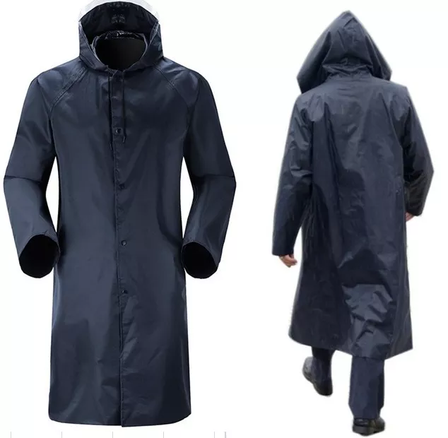 New Mens Womens Waterproof Raincoat Long Trench Unisex Rain Coat Jacket Adults