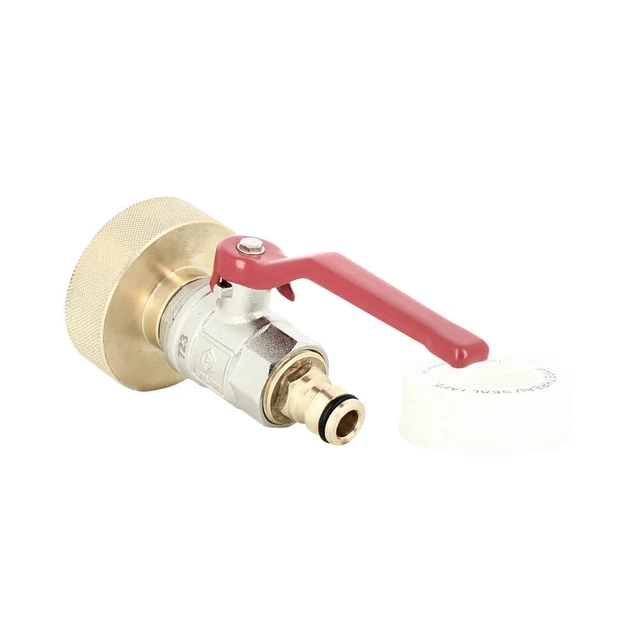 Raccord Cuve S60x6 Laiton Avec Vanne 1/4 Tour + Embout Droit 25mm - Pour Cuve Eau Pluie 1000L