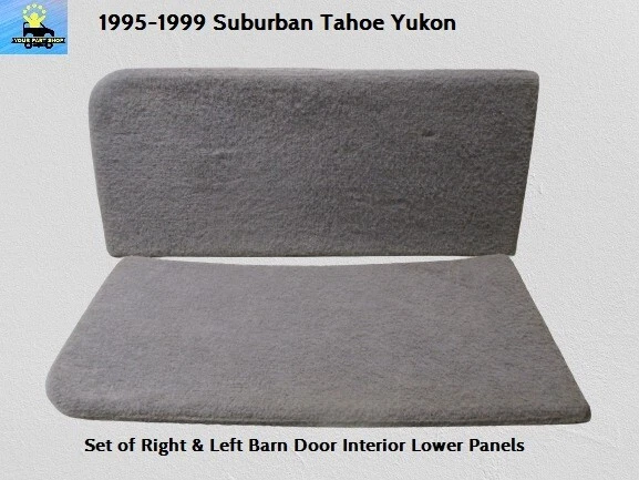 95 to 99 Suburban Rear Left & Right Cargo Barn Door Lower Carpet Trim Panels OEM