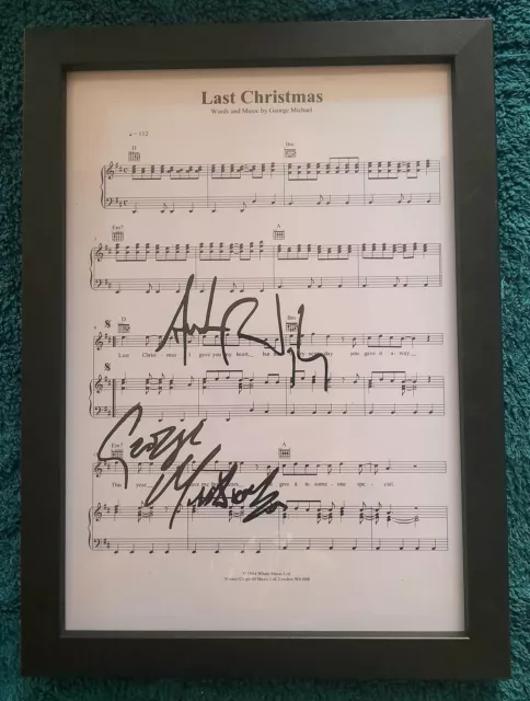 Last christmas, wham,george michael, andrew ridgeley, A4 signed sheet music