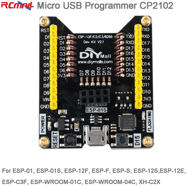 MICRO USB ESP8266 Programmer Adapter for ESP-01S 12F C3F XH-C2X WiFi ...