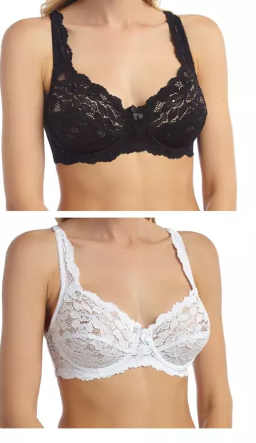 Lace Bra Floral White Underwired Non-Padded Full Cup Floral Brand New