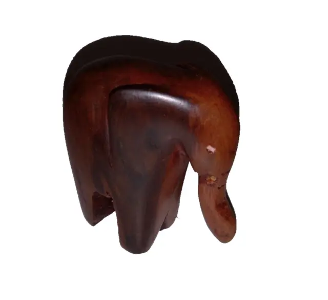 Vintage Hand Carved Wood Elephant Figurine 2.5” Tall