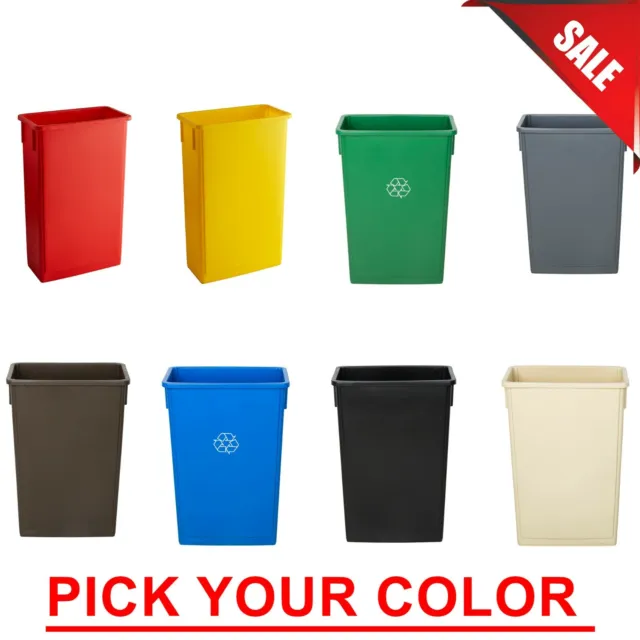 23 Gal. PICK YOUR COLOR Heavy-Duty Plastic Slim Commercial Restaurant Trash Can