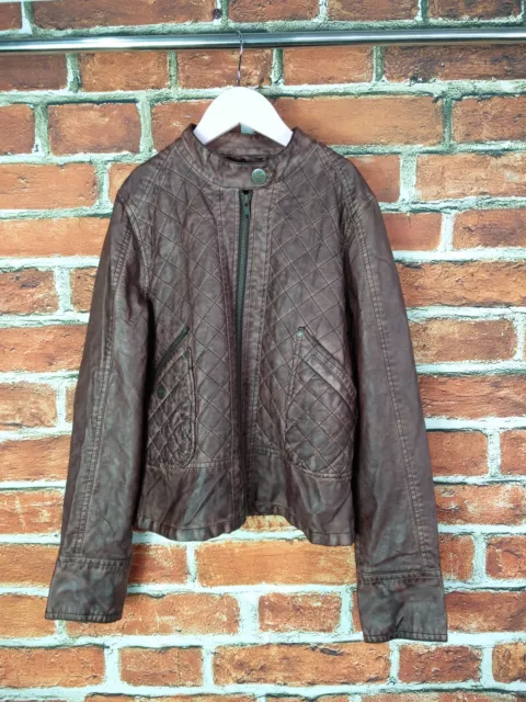 Girls Coat Age 11-12 Years Next Leather Look Jacket Quilted Look Full Zip 152Cm