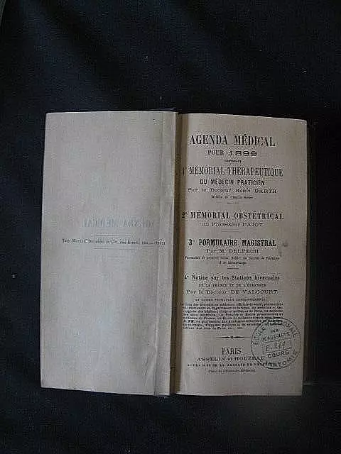 "192.4"    MEDICAL   AGENDA  MEDICAL POUR L ANNEE 1899 PAR LE Dr BARTH HENRI 2