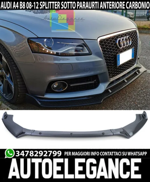 Audi A4 B8 8K Spoiler Delantero Divisor Bajo Parachoques Abs Hoja De Carbono