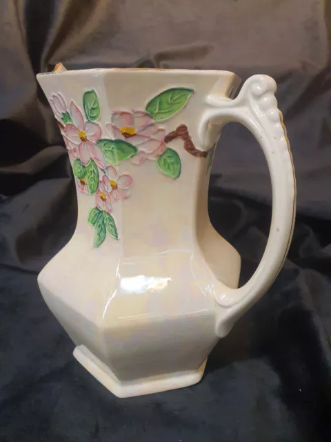 Antique Ringtons Lustre Jug With Blossom Flower Decoration 3