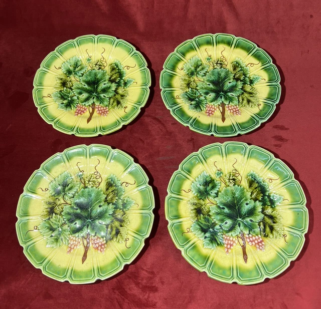 Assiette en barbotine de Sarreguemines Décor de grappes de raisins en relief | eBay