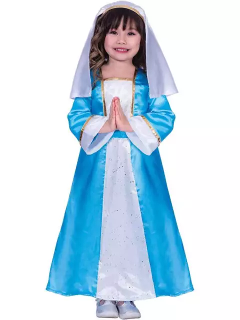 Virgin Mary Costume Nativity Play Christmas Childrens Girls Fancy Dress Xmas