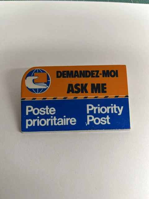 VTG Canada Post PRIORITY POST ask me employee bilingual badge pin **READ