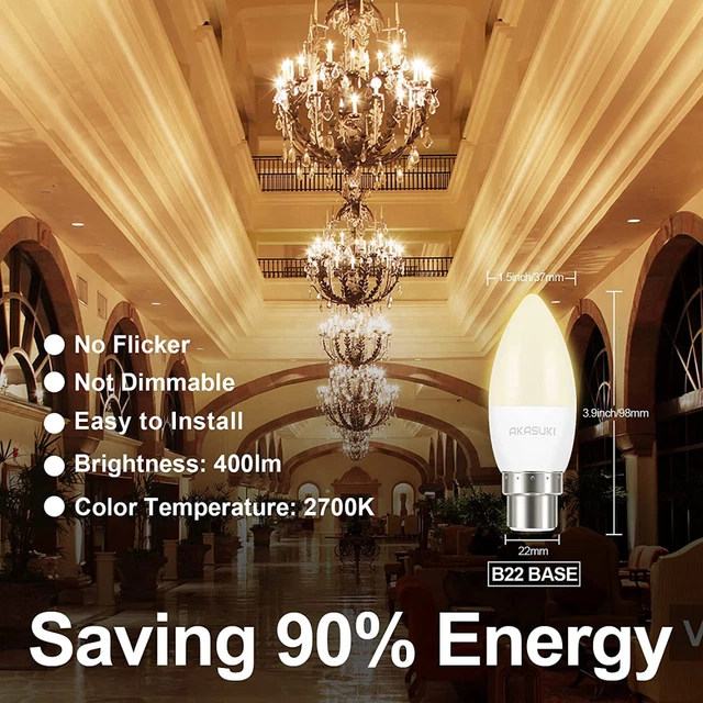 B22 Kerzenlampen Bajonett - 10er-Pack Lichter Glühbirne 2700k warmweiß 2