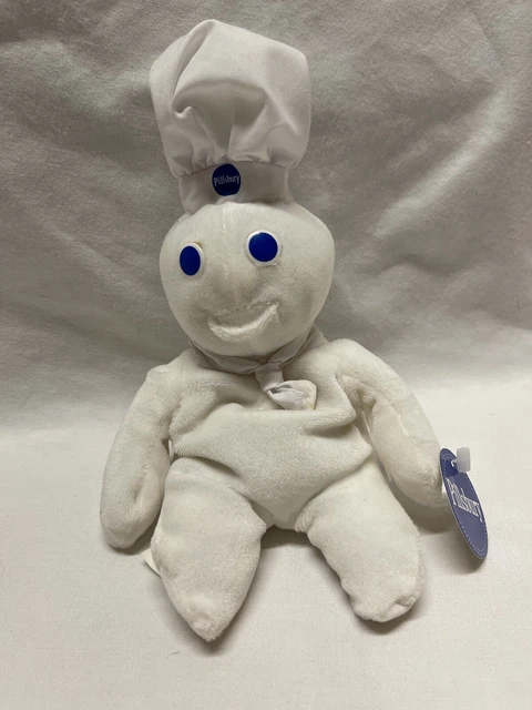 Vintage Pillsbury Doughboy Beanie Bean Bag 8" Plush Doll Dough Boy Tags With Tag