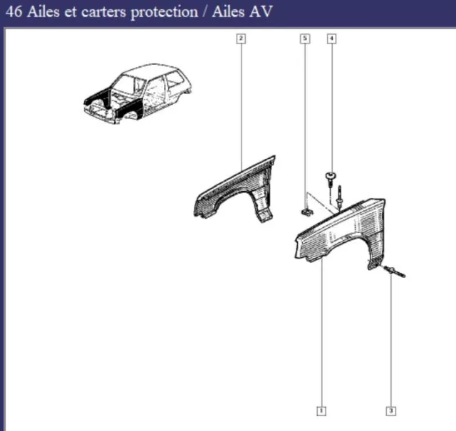 Aile ailes avant R5 Super 5 Renault GT TURBO 7751625846 7751625845front fender 3