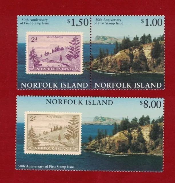 1997 Norfolk Island 50th Anniversary of First Stamp Issue Set of 3 SG 644/6 MUH
