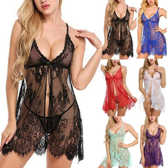 XS-3XL See Through Donna Abito Pianto Prospettiva Lingerie Sexy Body in Pizzo