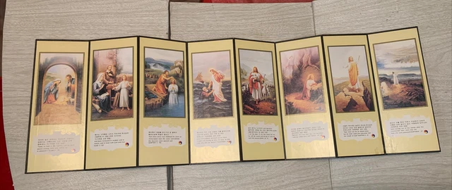 Vintage Korean Biblical Folding Fold Religious Pictures Icons Figure
