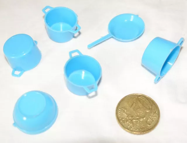 VEB VERO Puppenstuben-Geschirr Topf Pfanne Tiegel Ess-SCHÜSSEL Plaste SET 6 Stck