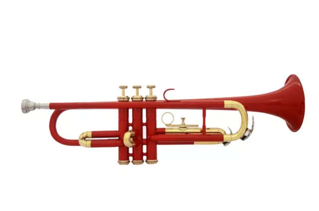 BUY IT NOW! RED AND BRASS New Bb FLAT Trumpet Free HARDCase+Mouthpiece+FAST SHIP