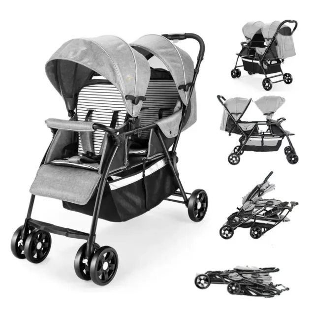 Geschwisterwagen Zwillingswagen Babywagen Kinderwagen Twin Baby Buggy Klappbar