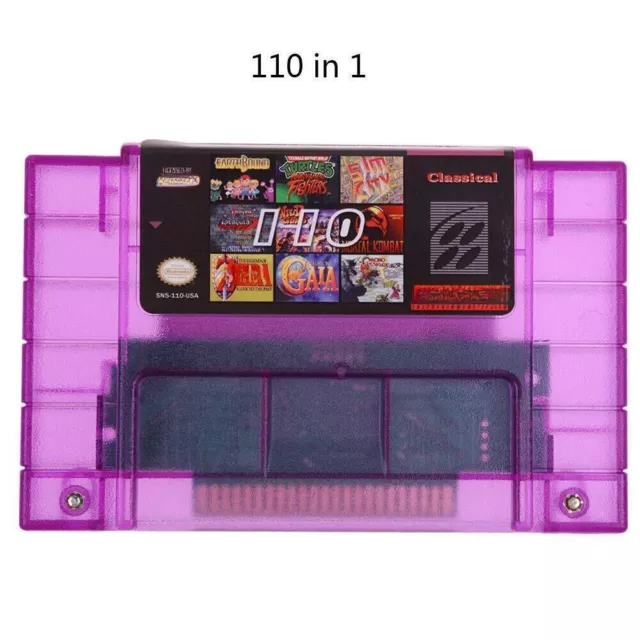 Super 110 in 1 Game Cartridge for SNES 16-Bit Multicart NTSC For Super NES