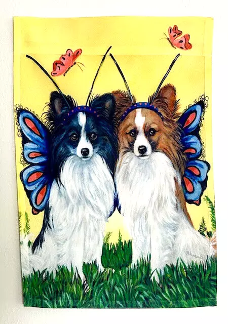 Papillon Dog Garden Flag ~ Butterfly Wings ~  Free Shipping