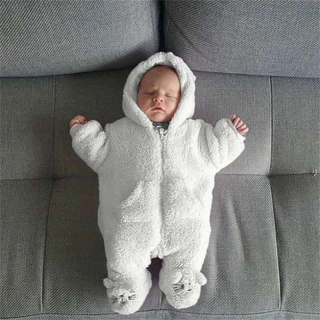 Baby Boy Girl Kids Bear Hooded Romper Jumpsuit Bodysuit Clothes Outfits Newborn