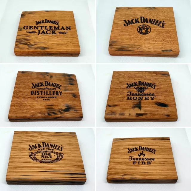 Jack Daniel's Coasters # 6 x Jack Daniel's Oak, Hardwood, Whisky Barrel coasters