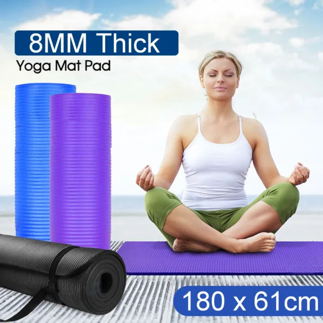 Exercise Mat Gym Fitness Pilates Yoga NBR Thick Pad Nonslip Floor Eco Durable Oz