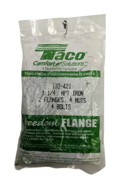 Taco NOS 110-421 , 1-1/4" NPT Set of Flanges For All Resi Circulators SH7