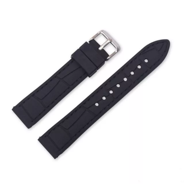 22mm Black Soft Silicone Rubber Watch Band Strap for Men and Women